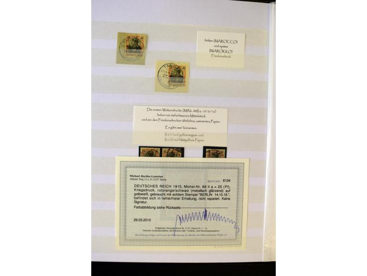 1905/1918, umfangreiche Spezial-Sammlung "Germania Friedens- und Kriegsdrucke" der Wertstufen 2-80 Pfg. inkl. der Aufdruckaus
