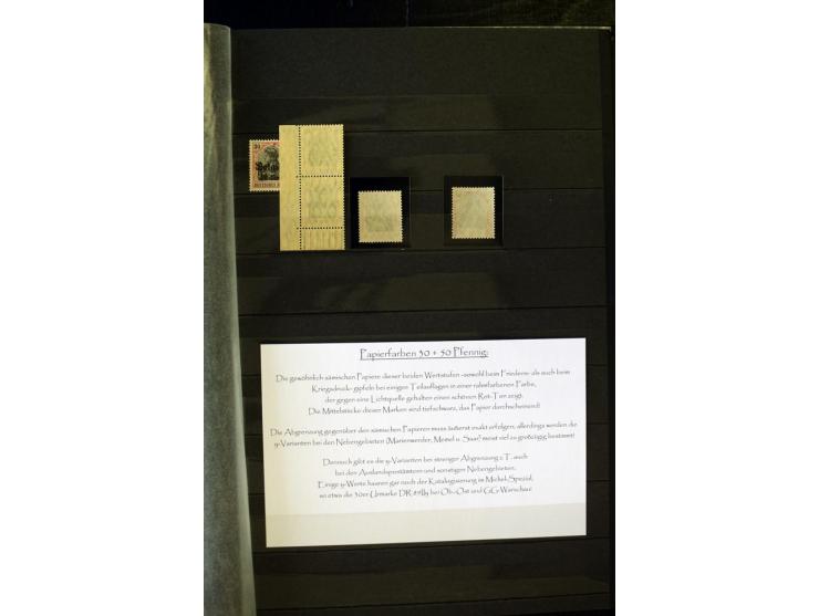 1905/1918, umfangreiche Spezial-Sammlung "Germania Friedens- und Kriegsdrucke" der Wertstufen 2-80 Pfg. inkl. der Aufdruckaus