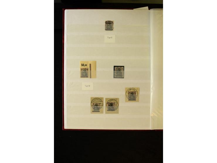 1905/1918, umfangreiche Spezial-Sammlung "Germania Friedens- und Kriegsdrucke" der Wertstufen 2-80 Pfg. inkl. der Aufdruckaus