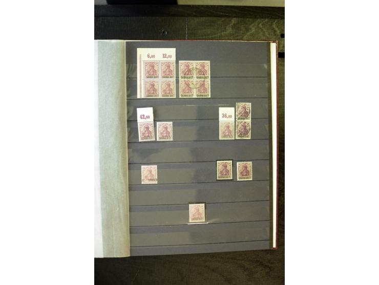1905/1918, umfangreiche Spezial-Sammlung "Germania Friedens- und Kriegsdrucke" der Wertstufen 2-80 Pfg. inkl. der Aufdruckaus