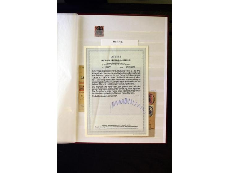 1905/1918, umfangreiche Spezial-Sammlung "Germania Friedens- und Kriegsdrucke" der Wertstufen 2-80 Pfg. inkl. der Aufdruckaus