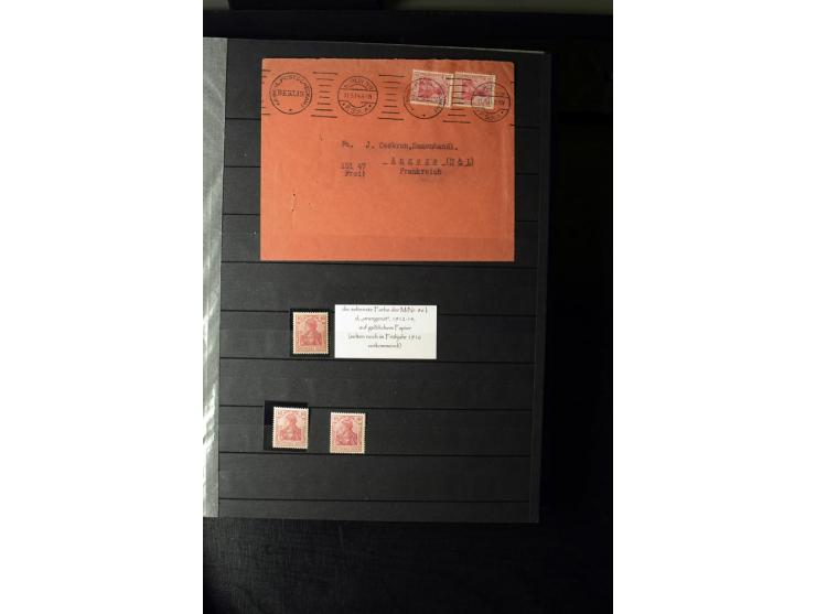 1905/1918, umfangreiche Spezial-Sammlung "Germania Friedens- und Kriegsdrucke" der Wertstufen 2-80 Pfg. inkl. der Aufdruckaus