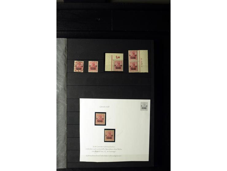 1905/1918, umfangreiche Spezial-Sammlung "Germania Friedens- und Kriegsdrucke" der Wertstufen 2-80 Pfg. inkl. der Aufdruckaus