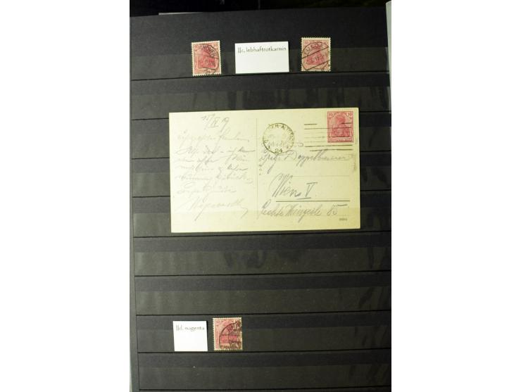 1905/1918, umfangreiche Spezial-Sammlung "Germania Friedens- und Kriegsdrucke" der Wertstufen 2-80 Pfg. inkl. der Aufdruckaus