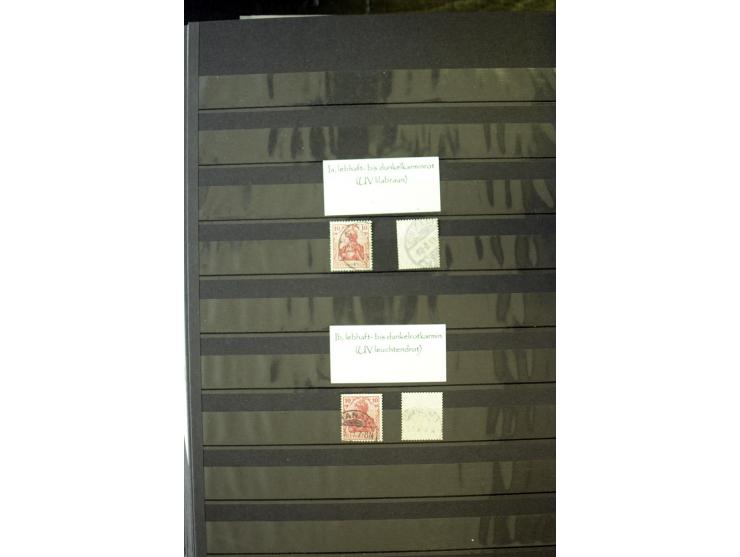1905/1918, umfangreiche Spezial-Sammlung "Germania Friedens- und Kriegsdrucke" der Wertstufen 2-80 Pfg. inkl. der Aufdruckaus
