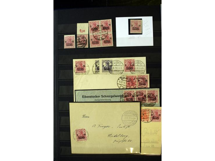 1905/1918, umfangreiche Spezial-Sammlung "Germania Friedens- und Kriegsdrucke" der Wertstufen 2-80 Pfg. inkl. der Aufdruckaus