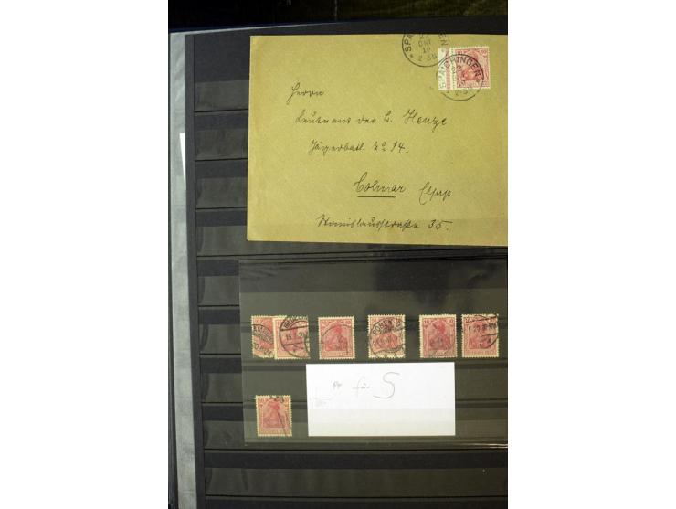 1905/1918, umfangreiche Spezial-Sammlung "Germania Friedens- und Kriegsdrucke" der Wertstufen 2-80 Pfg. inkl. der Aufdruckaus