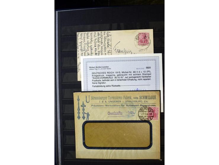 1905/1918, umfangreiche Spezial-Sammlung "Germania Friedens- und Kriegsdrucke" der Wertstufen 2-80 Pfg. inkl. der Aufdruckaus