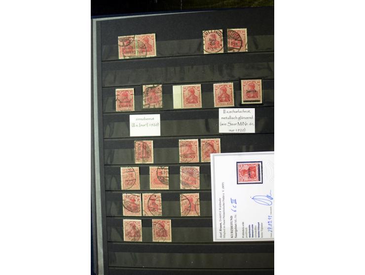 1905/1918, umfangreiche Spezial-Sammlung "Germania Friedens- und Kriegsdrucke" der Wertstufen 2-80 Pfg. inkl. der Aufdruckaus