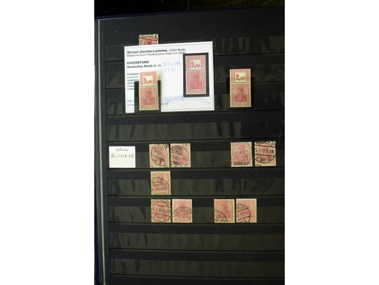 1905/1918, umfangreiche Spezial-Sammlung "Germania Friedens- und Kriegsdrucke" der Wertstufen 2-80 Pfg. inkl. der Aufdruckaus