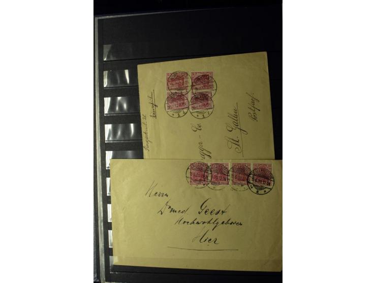 1905/1918, umfangreiche Spezial-Sammlung "Germania Friedens- und Kriegsdrucke" der Wertstufen 2-80 Pfg. inkl. der Aufdruckaus