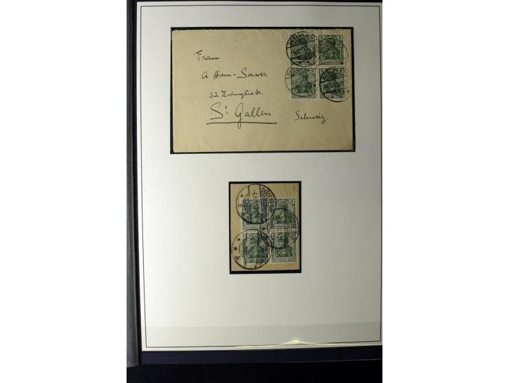 1905/1918, umfangreiche Spezial-Sammlung "Germania Friedens- und Kriegsdrucke" der Wertstufen 2-80 Pfg. inkl. der Aufdruckaus