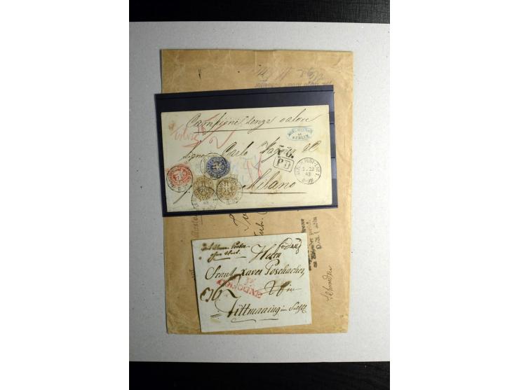 1798/1940 (ca.), etwa 20 Belege 'Muster ohne Wert', dabei gute Briefe Altdeutschland, u.a. mit Braunschweig Nr. 5 im 3er-Stre