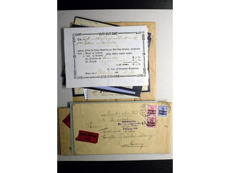 1798/1940 (ca.), etwa 20 Belege 'Muster ohne Wert', dabei gute Briefe Altdeutschland, u.a. mit Braunschweig Nr. 5 im 3er-Stre