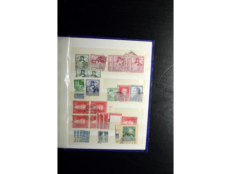 1945/55, vorwiegend postfrische Partie besserer Werte, dabei Französische Zone inkl. 46II augenscheinlich komplett, Bizone 52