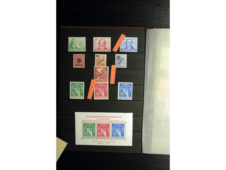 1945/55, vorwiegend postfrische Partie besserer Werte, dabei Französische Zone inkl. 46II augenscheinlich komplett, Bizone 52