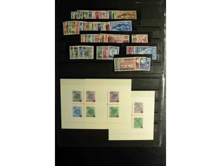 1945/55, vorwiegend postfrische Partie besserer Werte, dabei Französische Zone inkl. 46II augenscheinlich komplett, Bizone 52
