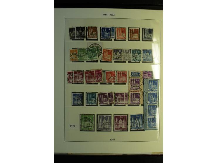 1945/48, gestempelte Sammlung mit Ganzstücken aufgelockert, dabei unverausgabte Band/Netz kpl. (meist Stempel München), sign.