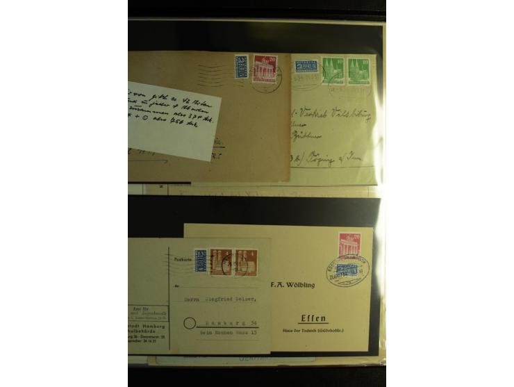 1945/48, gestempelte Sammlung mit Ganzstücken aufgelockert, dabei unverausgabte Band/Netz kpl. (meist Stempel München), sign.