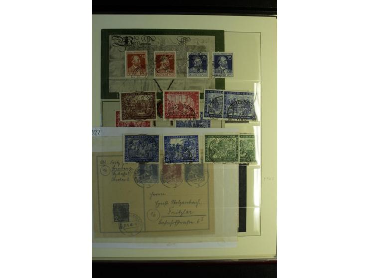 1945/48, gestempelte Sammlung mit Ganzstücken aufgelockert, dabei unverausgabte Band/Netz kpl. (meist Stempel München), sign.