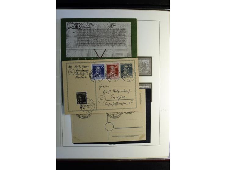 1945/48, gestempelte Sammlung mit Ganzstücken aufgelockert, dabei unverausgabte Band/Netz kpl. (meist Stempel München), sign.