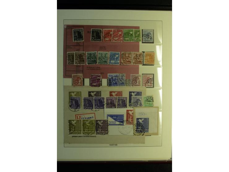 1945/48, gestempelte Sammlung mit Ganzstücken aufgelockert, dabei unverausgabte Band/Netz kpl. (meist Stempel München), sign.
