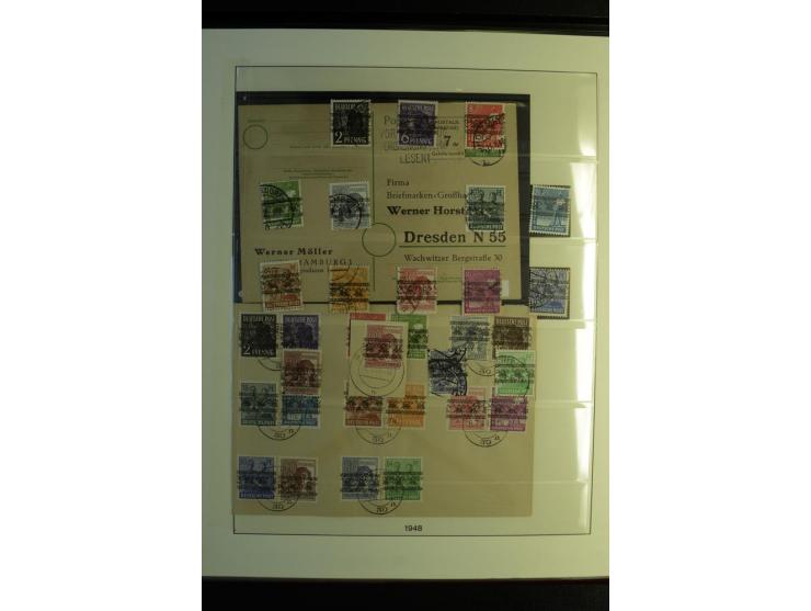 1945/48, gestempelte Sammlung mit Ganzstücken aufgelockert, dabei unverausgabte Band/Netz kpl. (meist Stempel München), sign.