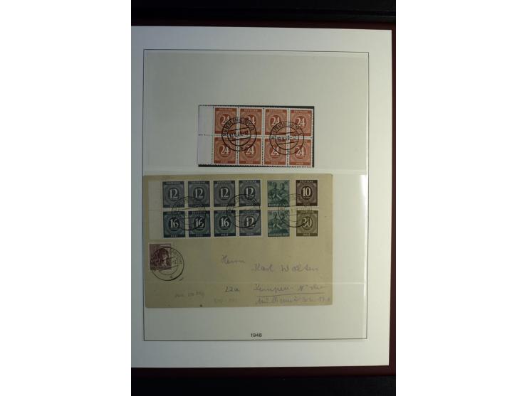 1945/48, gestempelte Sammlung mit Ganzstücken aufgelockert, dabei unverausgabte Band/Netz kpl. (meist Stempel München), sign.