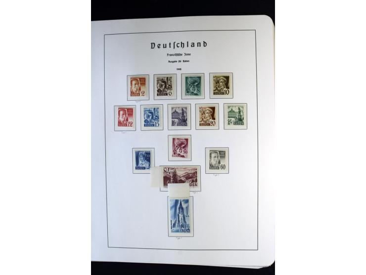 1945/59, postfrische und wenig ungebrauchte Sammlung (einige nachgummiert) , Besatzungszonen und Saarland mit u.a. Konstanz I