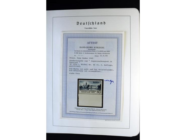 1945/59, postfrische und wenig ungebrauchte Sammlung (einige nachgummiert) , Besatzungszonen und Saarland mit u.a. Konstanz I