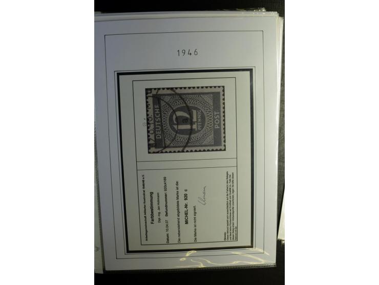 1946/48, gestempelte, stark spezialisierte Sammlung, dabei viele gute Farben (sign. oder mit Fotobefund Arge Kontrollrat), Ob