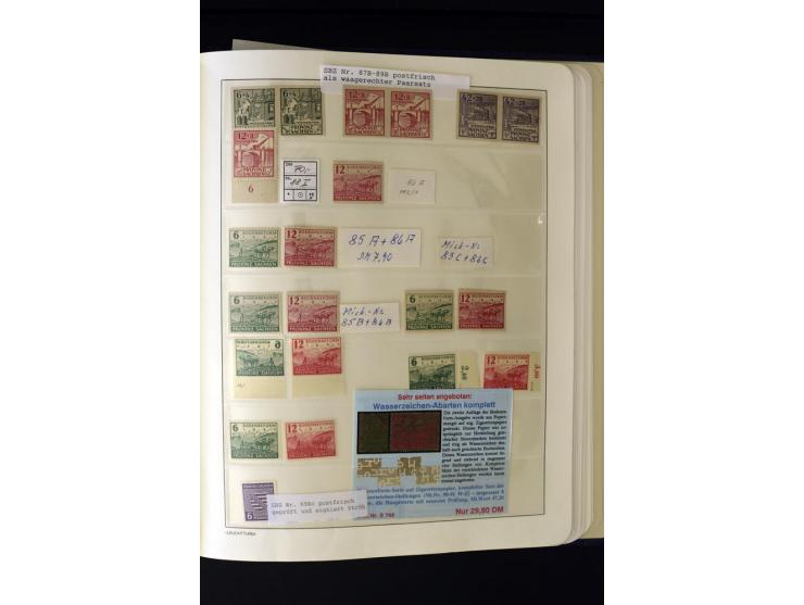 1945/49, postfrische und ungebrauchte Sammlung mit u.a. Mi.-Nr. 41, 80X, 150-55X, Bl.1x (2), 1x KLB, 2x, 2t (2), 2S, 4 (2), 5