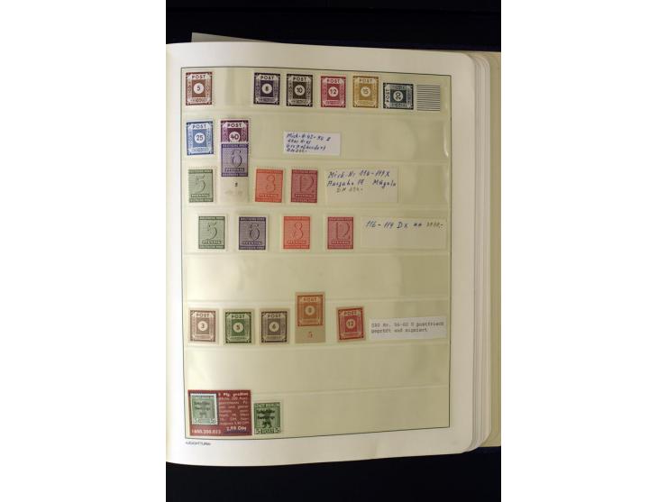 1945/49, postfrische und ungebrauchte Sammlung mit u.a. Mi.-Nr. 41, 80X, 150-55X, Bl.1x (2), 1x KLB, 2x, 2t (2), 2S, 4 (2), 5