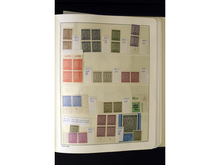1945/49, postfrische und ungebrauchte Sammlung mit u.a. Mi.-Nr. 41, 80X, 150-55X, Bl.1x (2), 1x KLB, 2x, 2t (2), 2S, 4 (2), 5