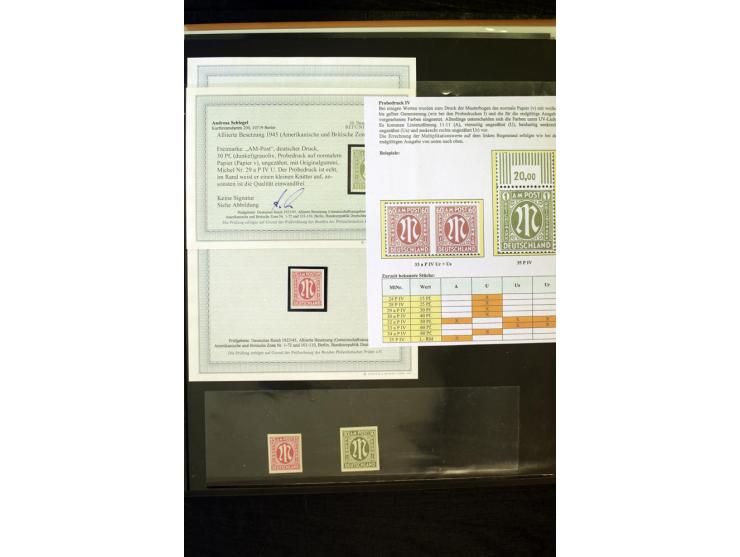 1945/46, AM Post, reichhaltige 3-bändige Spezialsammlung, beginnend mit dem sogenannten 'Aachener Bogen' sowie 2 Bürgermeiste