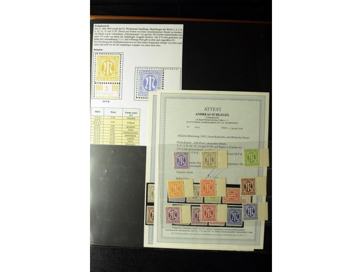 1945/46, AM Post, reichhaltige 3-bändige Spezialsammlung, beginnend mit dem sogenannten 'Aachener Bogen' sowie 2 Bürgermeiste