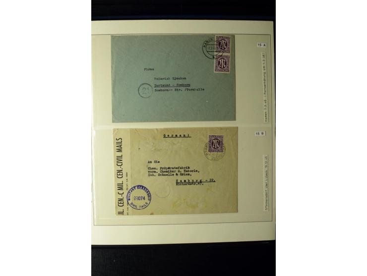 1945/46, AM Post, reichhaltige 3-bändige Spezialsammlung, beginnend mit dem sogenannten 'Aachener Bogen' sowie 2 Bürgermeiste