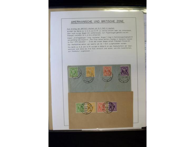 1945/46, AM Post, reichhaltige 3-bändige Spezialsammlung, beginnend mit dem sogenannten 'Aachener Bogen' sowie 2 Bürgermeiste