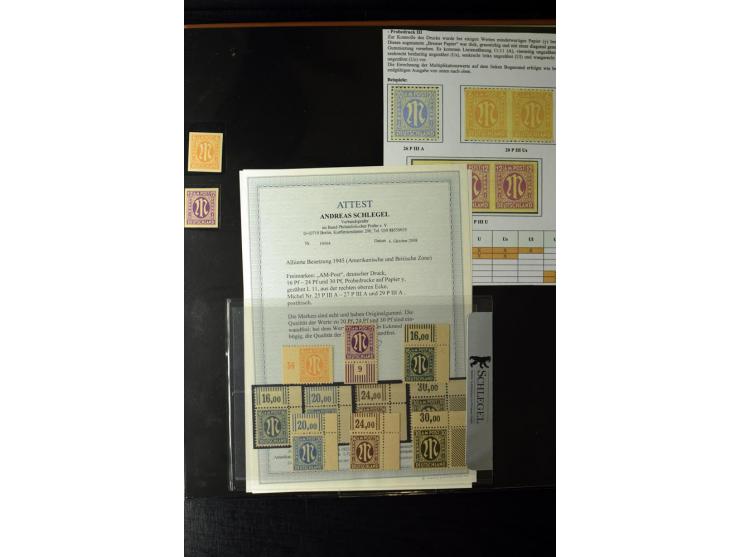 1945/46, AM Post, reichhaltige 3-bändige Spezialsammlung, beginnend mit dem sogenannten 'Aachener Bogen' sowie 2 Bürgermeiste