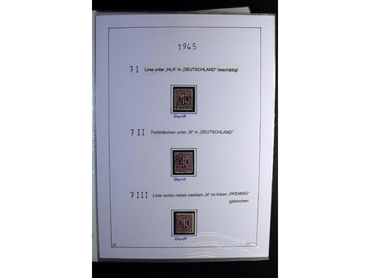 1945/49, gestempelte, stark spezialisierte Sammlung mit u.a. Mi.-Nr. 7I-III, 10B, 13C, 13E, 17bD, 20AXa, 22D (Fotoattest Wehn