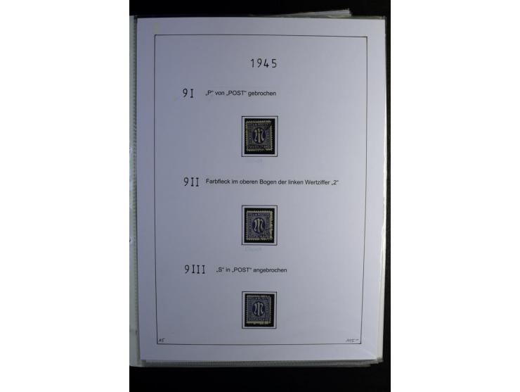 1945/49, gestempelte, stark spezialisierte Sammlung mit u.a. Mi.-Nr. 7I-III, 10B, 13C, 13E, 17bD, 20AXa, 22D (Fotoattest Wehn