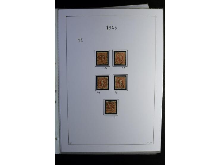 1945/49, gestempelte, stark spezialisierte Sammlung mit u.a. Mi.-Nr. 7I-III, 10B, 13C, 13E, 17bD, 20AXa, 22D (Fotoattest Wehn
