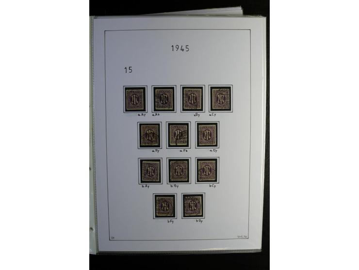 1945/49, gestempelte, stark spezialisierte Sammlung mit u.a. Mi.-Nr. 7I-III, 10B, 13C, 13E, 17bD, 20AXa, 22D (Fotoattest Wehn