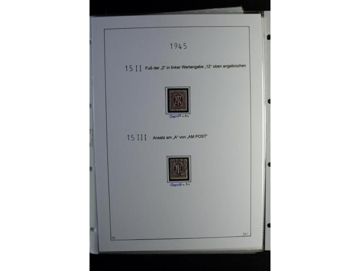 1945/49, gestempelte, stark spezialisierte Sammlung mit u.a. Mi.-Nr. 7I-III, 10B, 13C, 13E, 17bD, 20AXa, 22D (Fotoattest Wehn