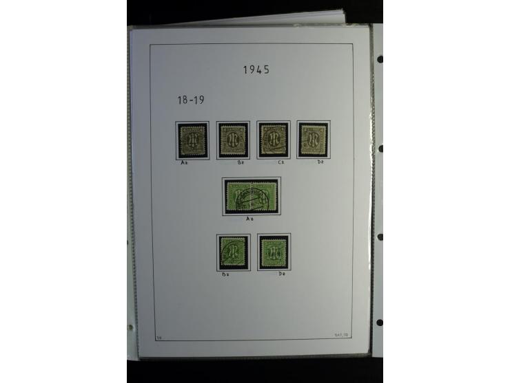 1945/49, gestempelte, stark spezialisierte Sammlung mit u.a. Mi.-Nr. 7I-III, 10B, 13C, 13E, 17bD, 20AXa, 22D (Fotoattest Wehn