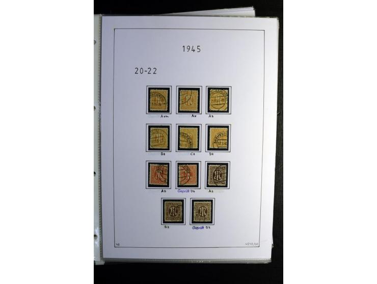 1945/49, gestempelte, stark spezialisierte Sammlung mit u.a. Mi.-Nr. 7I-III, 10B, 13C, 13E, 17bD, 20AXa, 22D (Fotoattest Wehn