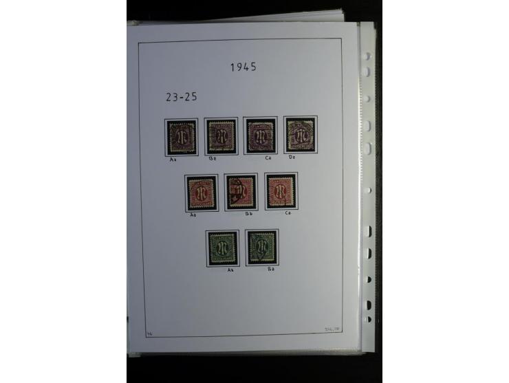 1945/49, gestempelte, stark spezialisierte Sammlung mit u.a. Mi.-Nr. 7I-III, 10B, 13C, 13E, 17bD, 20AXa, 22D (Fotoattest Wehn