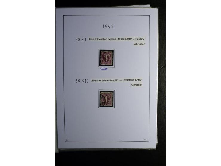 1945/49, gestempelte, stark spezialisierte Sammlung mit u.a. Mi.-Nr. 7I-III, 10B, 13C, 13E, 17bD, 20AXa, 22D (Fotoattest Wehn
