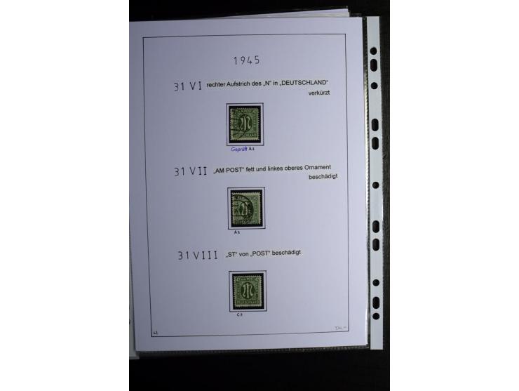 1945/49, gestempelte, stark spezialisierte Sammlung mit u.a. Mi.-Nr. 7I-III, 10B, 13C, 13E, 17bD, 20AXa, 22D (Fotoattest Wehn
