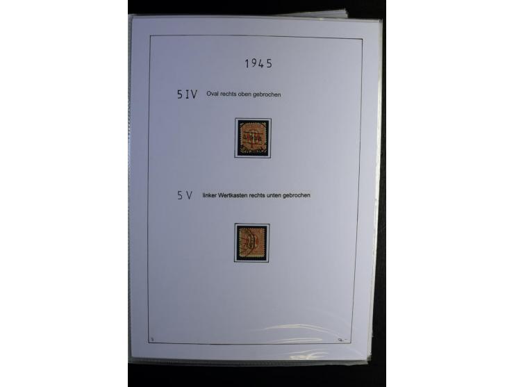 1945/49, gestempelte, stark spezialisierte Sammlung mit u.a. Mi.-Nr. 7I-III, 10B, 13C, 13E, 17bD, 20AXa, 22D (Fotoattest Wehn